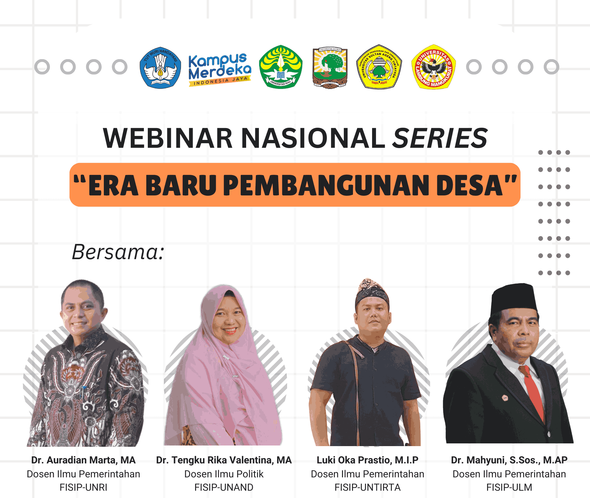 Webinar Nasional Series Universitas Riau Bahas Era Baru Pembangunan Desa, Gandeng Empat Universitas