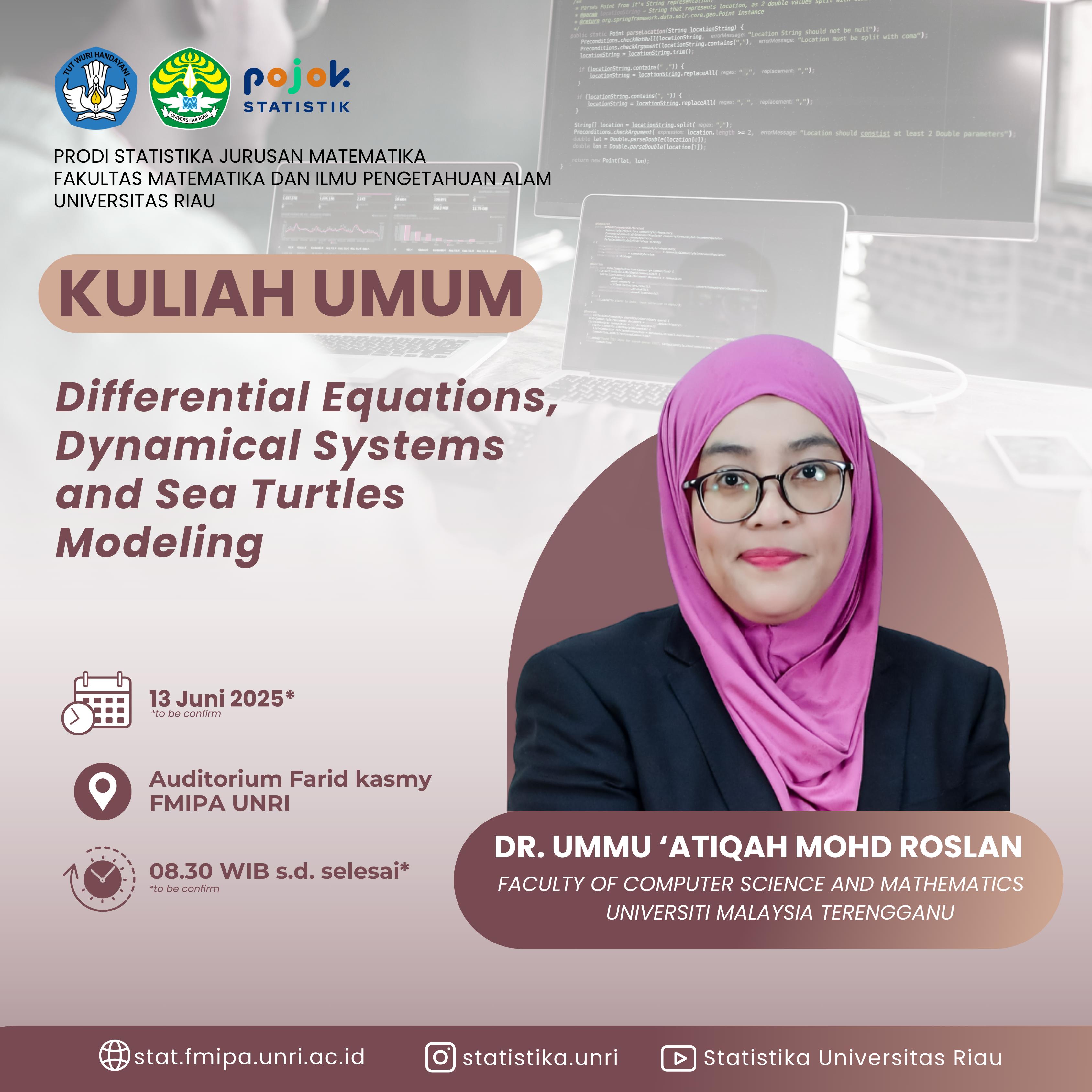 Coming Soon: Kuliah Umum Persamaan Diferensial dan Pemodelan Penyu Laut