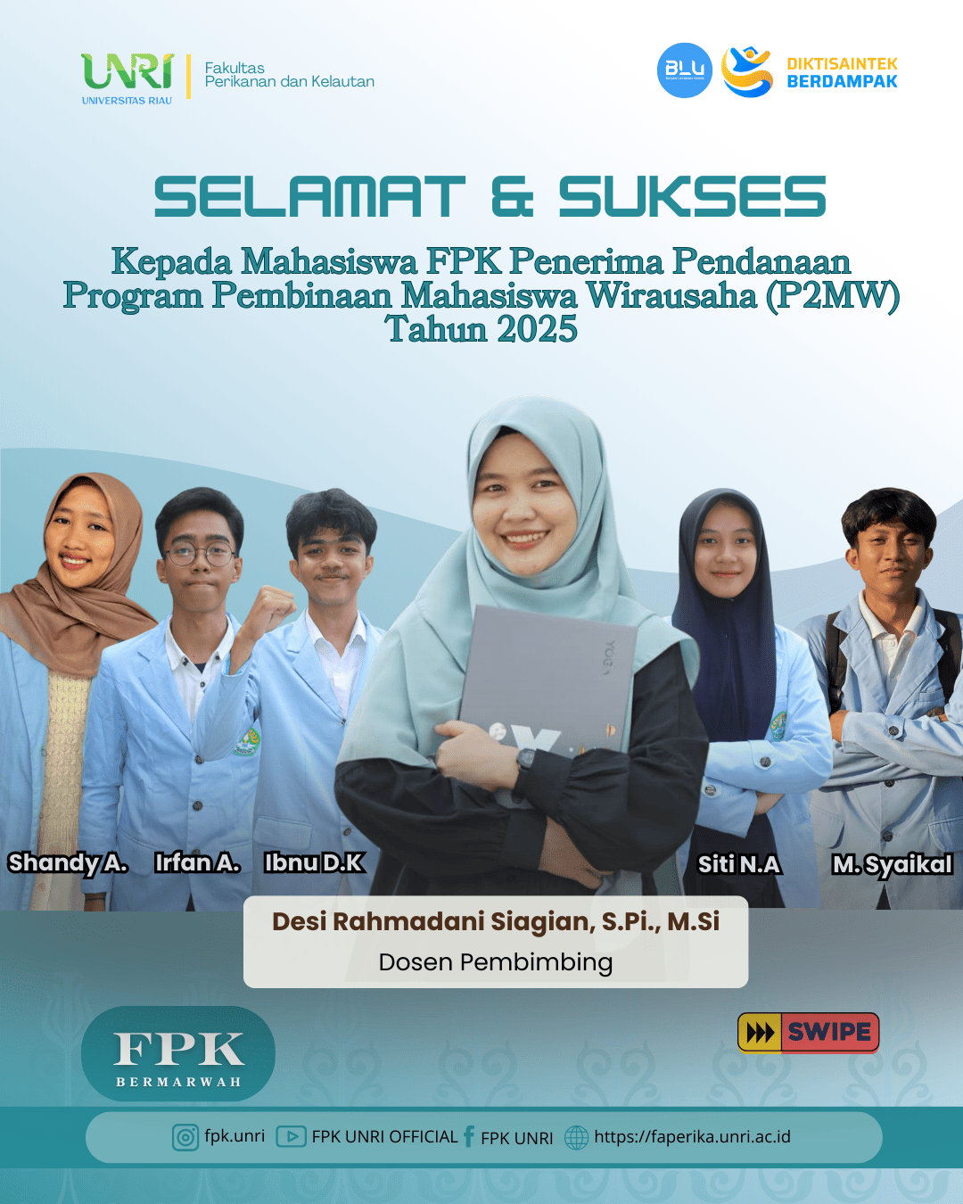 Mahasiswa FPK UNRI Raih Pendanaan P2MW 2025 dari Kemdikbudristek