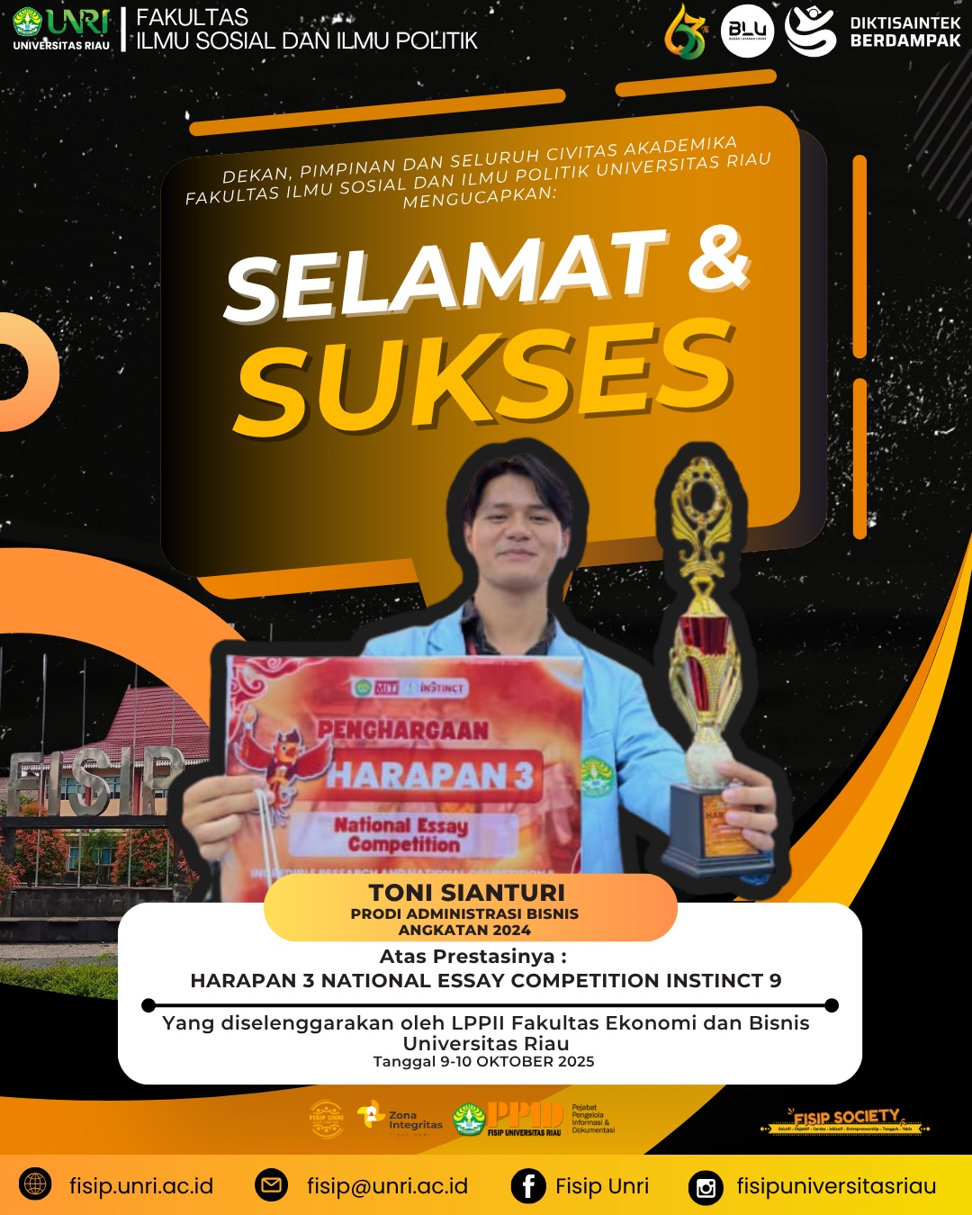 Selamat & Sukses Toni Sianturi mahasiswa Program Studi Administrasi Bisnis angkatan 2024