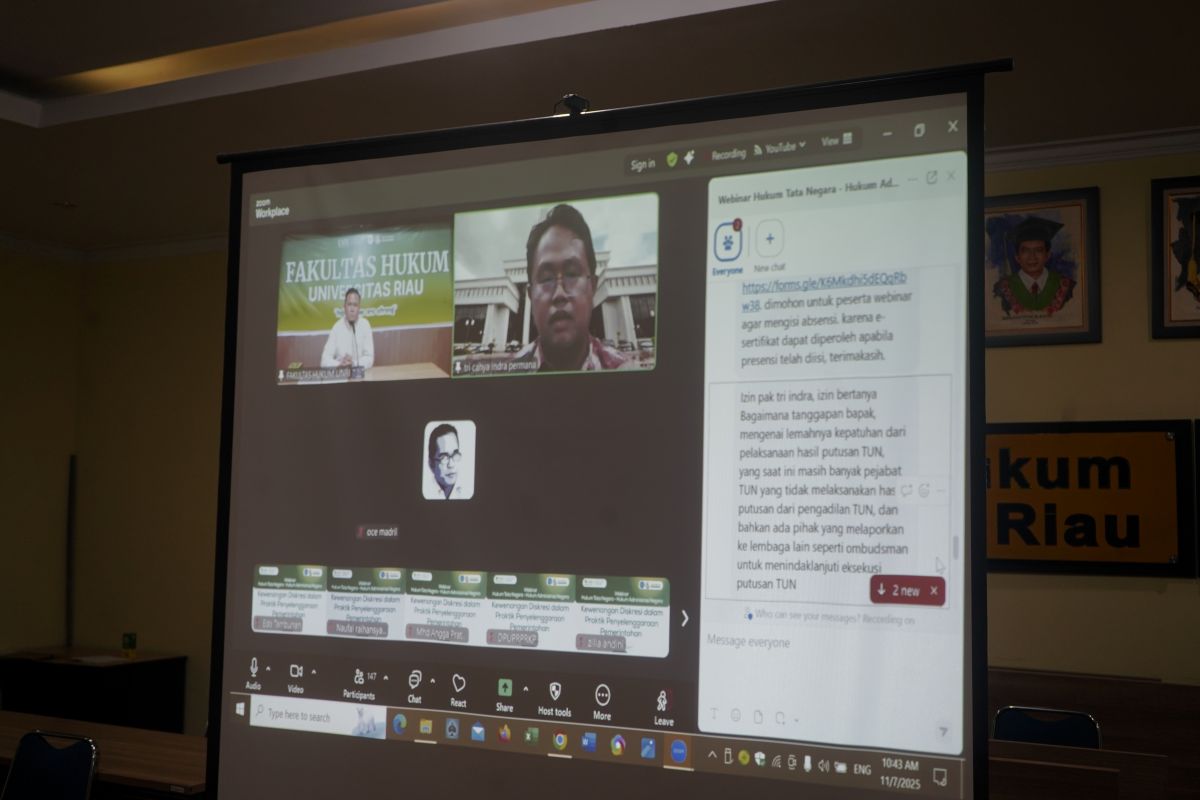 Kewenangan Diskresi dalam Praktik Pemerintahan Dikaji Komprehensif oleh Pakar di Webinar FH UNRI