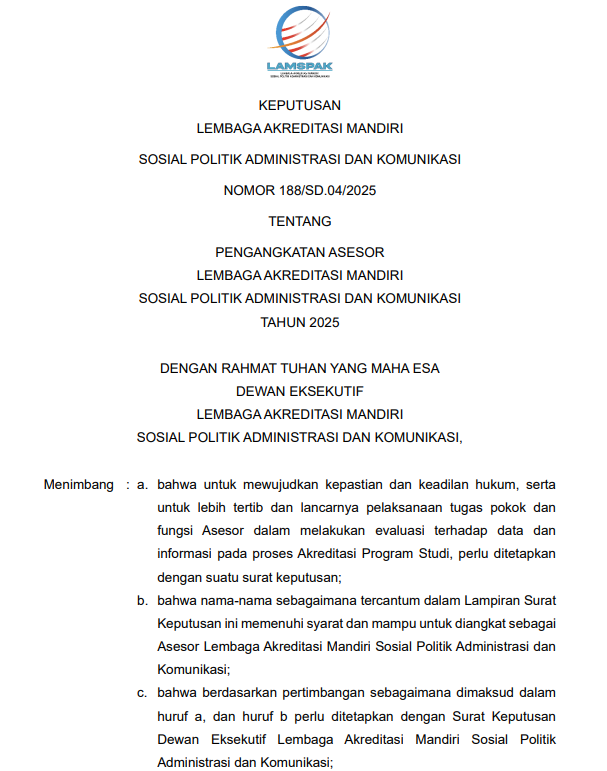 Jurusan Ilmu Pemerintahan Raih Prestasi, Dua Dosen Diangkat Sebagai Asesor LAMSPAK