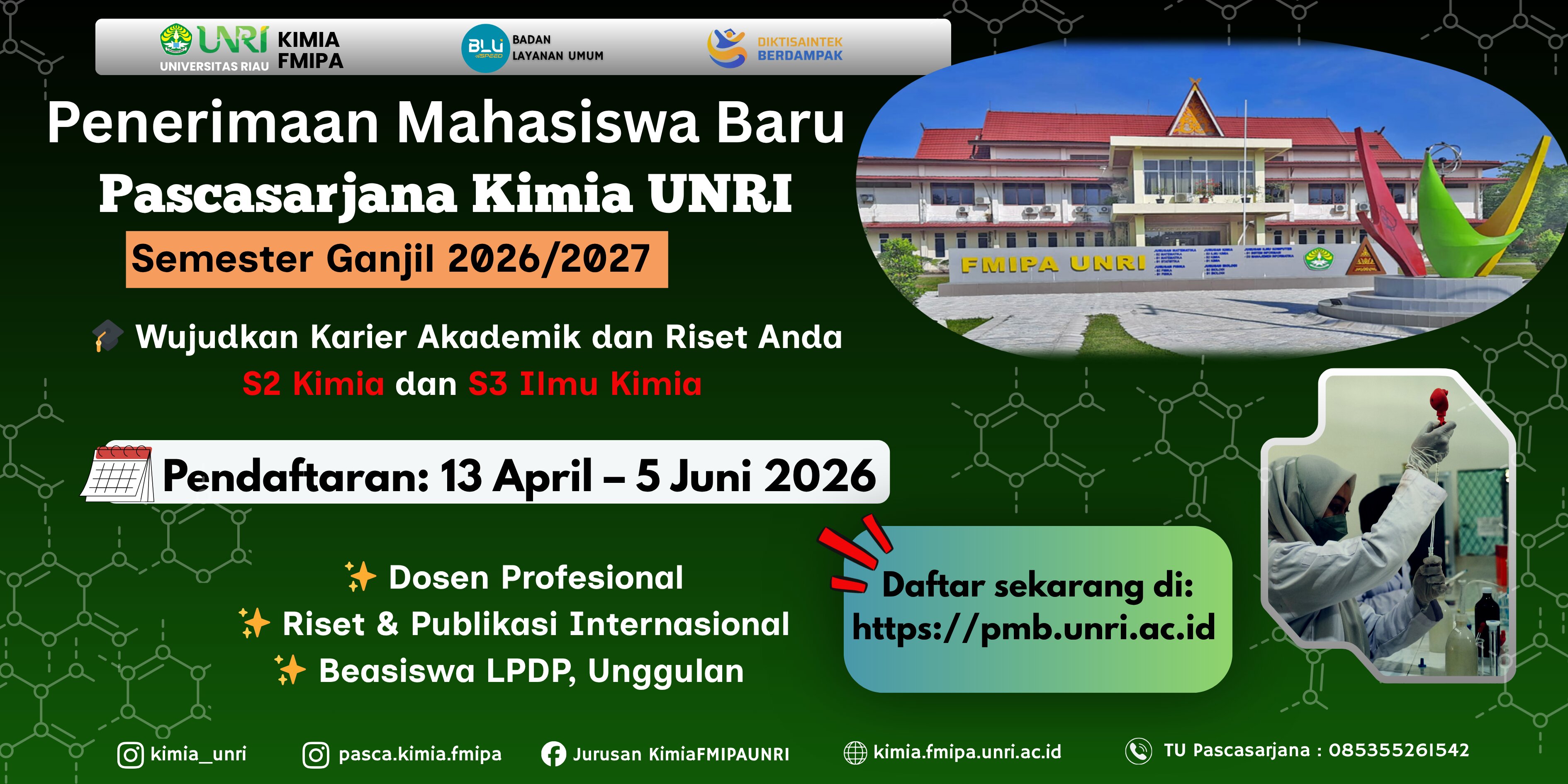 Buklet dan Video Program Studi S2 Kimia dan S3 Ilmu Kimia Universitas Riau
