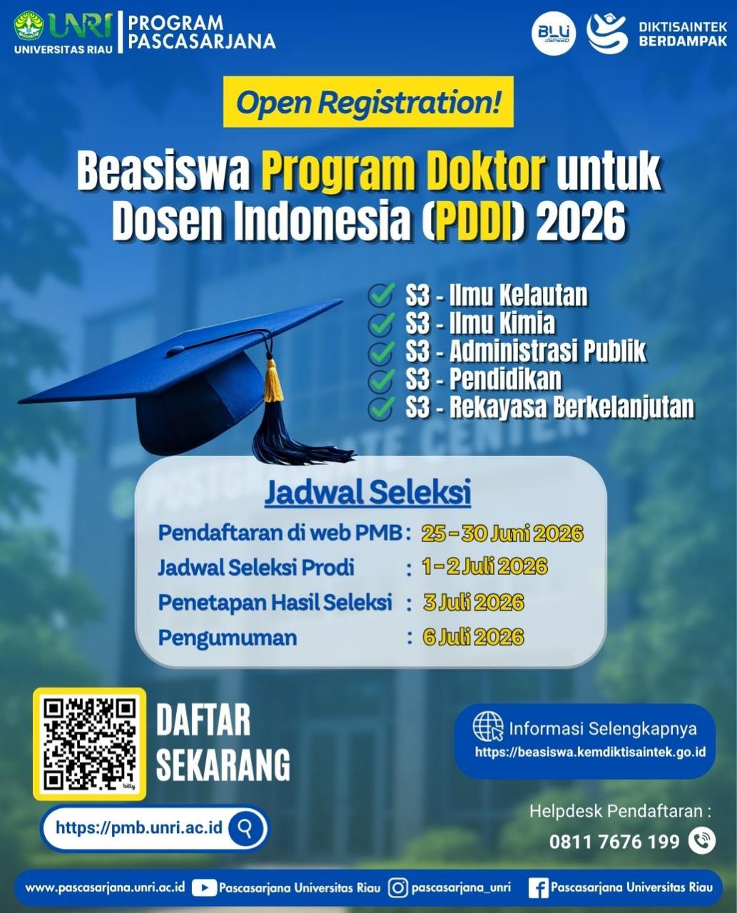 BPDDI 2026 Resmi Dibuka! Daftar di Program S3 Ilmu Kimia Universitas Riau sekarang