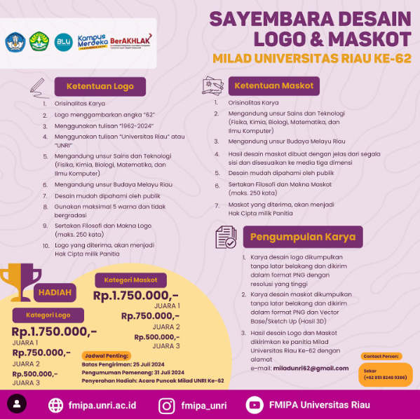 Sayembara Maskot dan Logo Milad Universitas Riau yang Ke-62